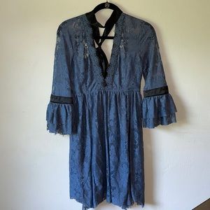 Free People Blue & Black Lace Dress